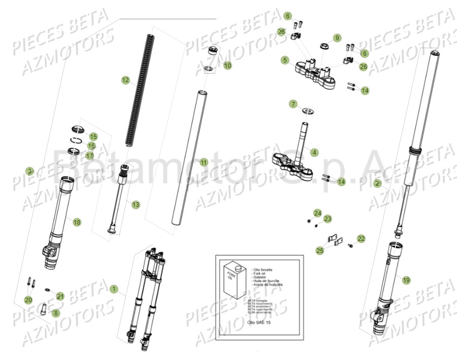 Fourche BETA Pièces Beta RR 125 AC Enduro 4T - 2016  