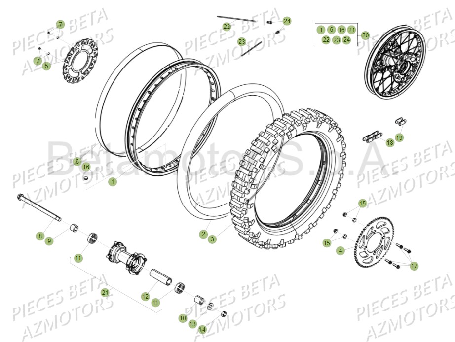 Roue Arriere BETA Pièces Beta RR 125 AC Enduro 4T - 2016  