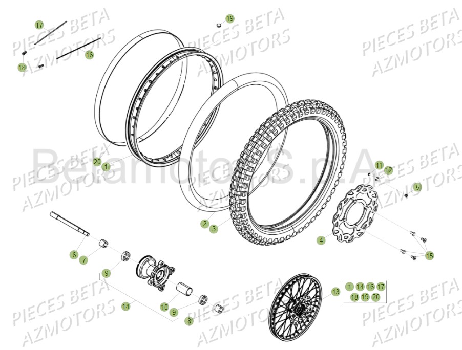 Roue Avant BETA Pièces Beta RR 125 AC Enduro 4T - 2016  