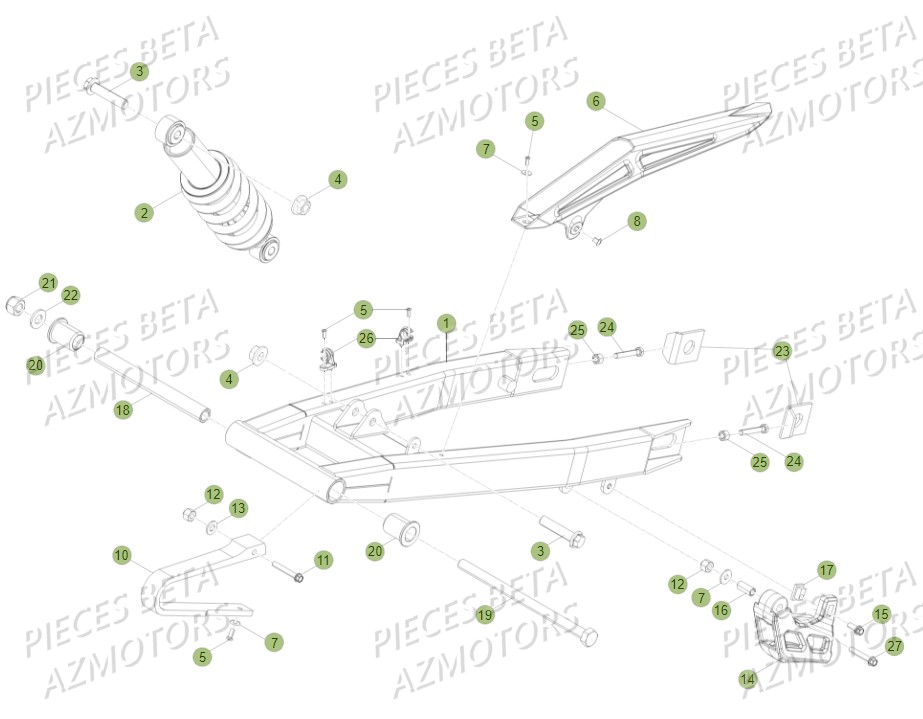 Suspension Arriere BETA Pièces Beta RR 125 AC Enduro 4T - 2016  
