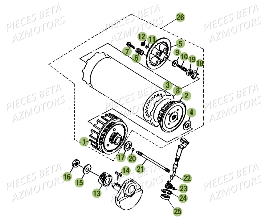 TRANSMISSION PRINCIPALE EMBRAYAGE BETA 125 RR AC MY16