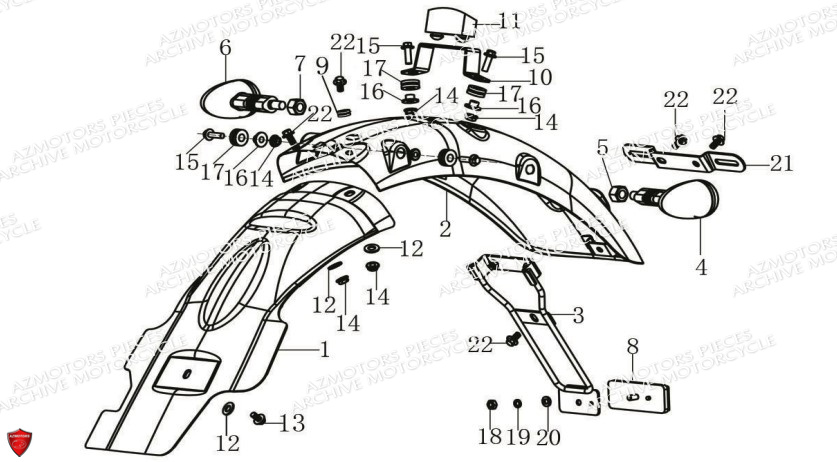 Garde Boue Arriere ARCHIVE PIECE SCRAMBLER 125cc AM64 ARCHIVE EURO4