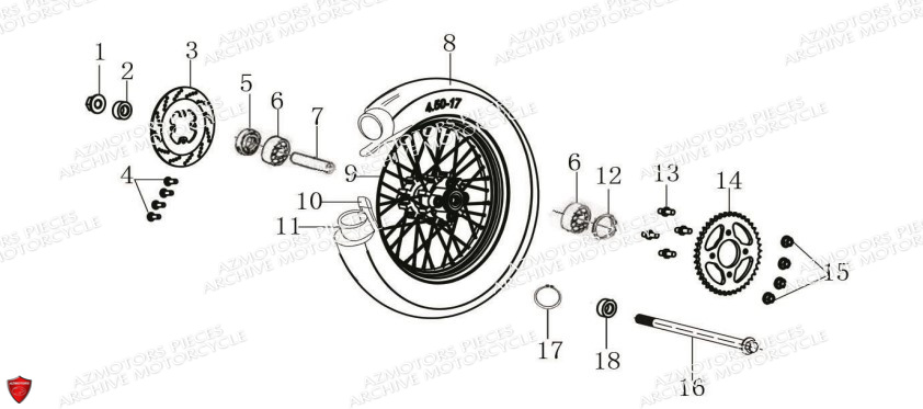 Jante Arriere ARCHIVE PIECE SCRAMBLER 125cc AM64 ARCHIVE EURO4