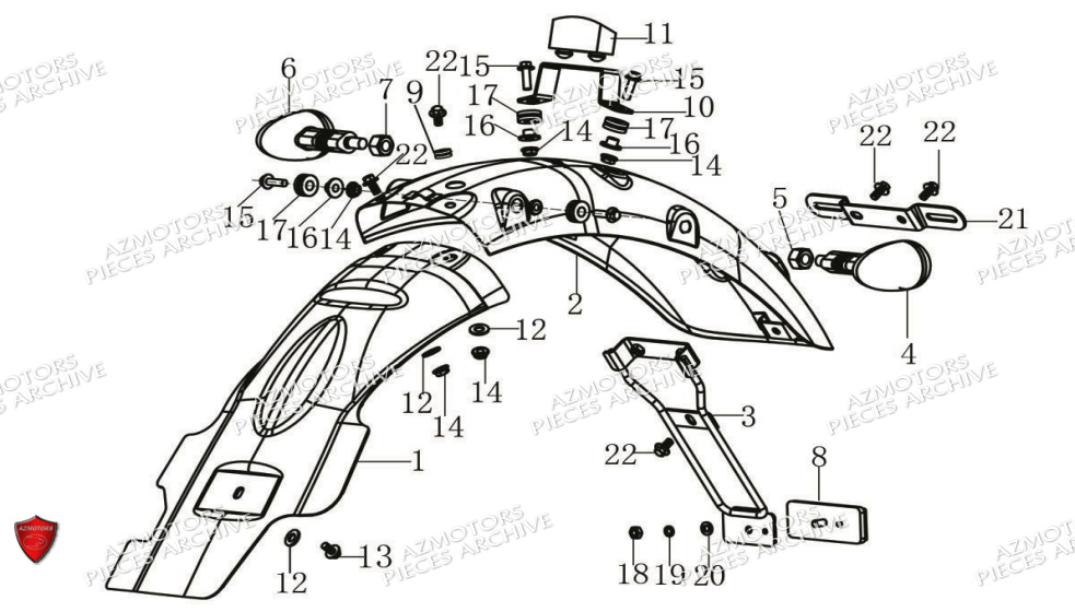 Garde Boue Arriere ARCHIVE PIECE SCRAMBLER 125cc AM64 ARCHIVE EURO5
