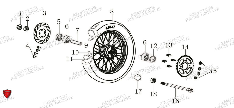 Jante Arriere ARCHIVE PIECE SCRAMBLER 125cc AM64 ARCHIVE EURO5