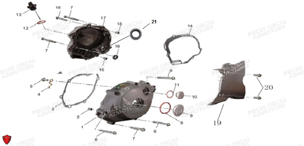 Couvercle Carter Allumage Et Embrayage ORCAL Pièces Orcal SIRIO 125cc Euro5