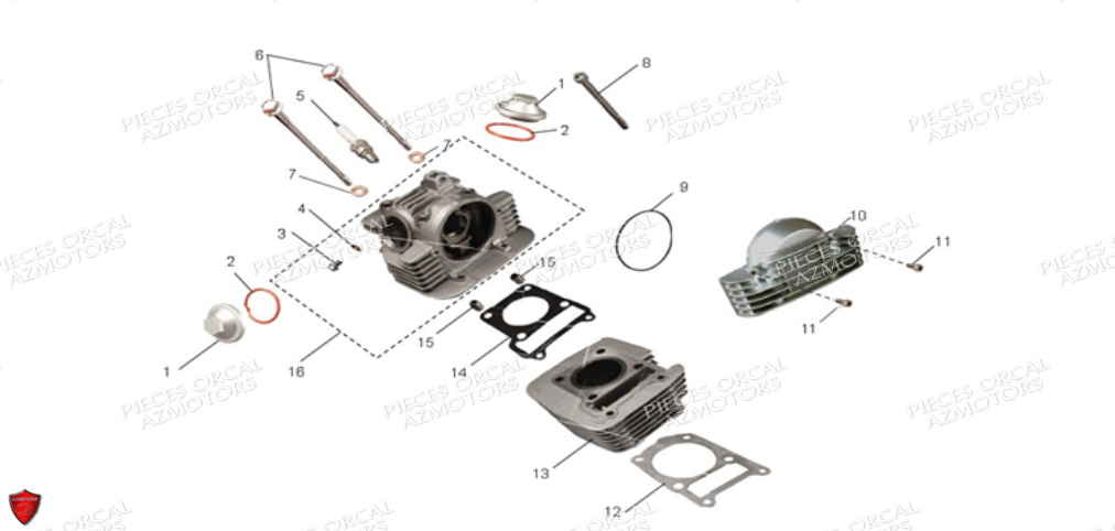 CYLINDRE-CULASSE ORCAL Pièces Orcal SIRIO 125cc Euro5