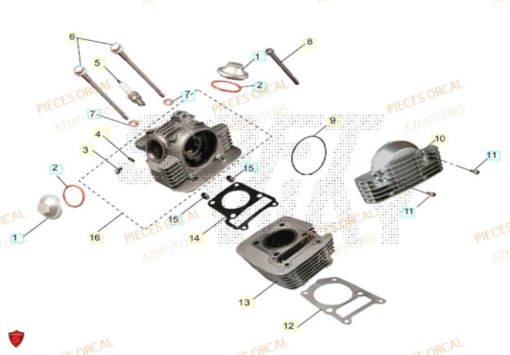 Cylindre AZMOTORS Pièces Orcal SIRIO 125cc Euro5