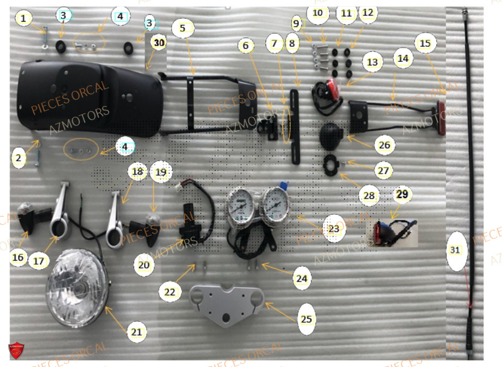 Eclairage AZMOTORS Pièces Orcal SIRIO 125cc Euro5