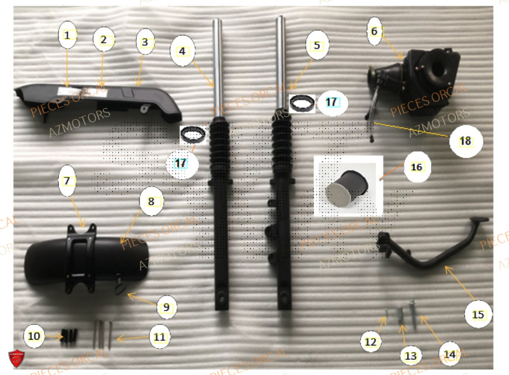 Fourche AZMOTORS Pièces Orcal SIRIO 125cc Euro5