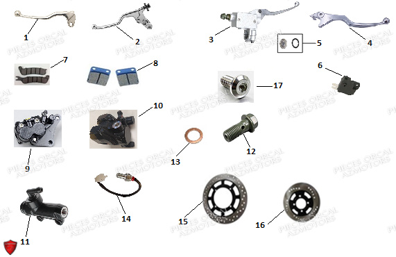 Freinage Leviers ORCAL Pièces Orcal SIRIO 125cc Euro5