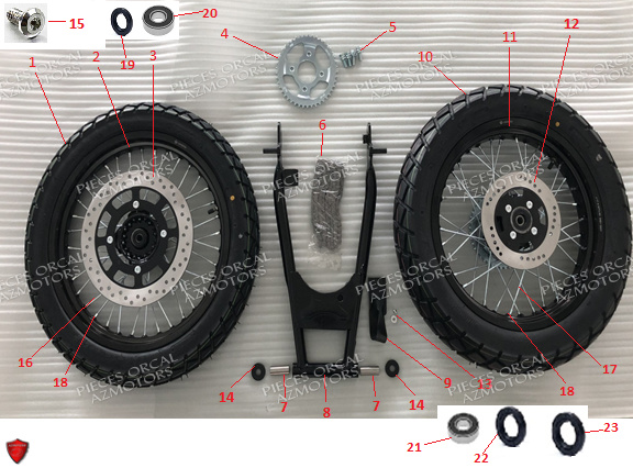 Roue Avant Et Arriere ORCAL Pièces Orcal SIRIO 125cc Euro5