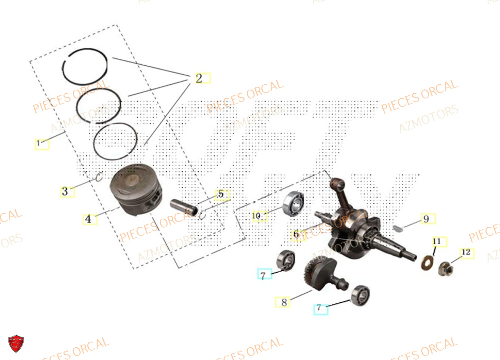 Vilebrequin AZMOTORS Pièces Orcal SIRIO 125cc Euro5