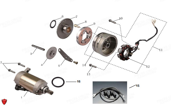 Demarreur Stator Allumage ORCAL Pièces Orcal SIRIO 125cc Euro4