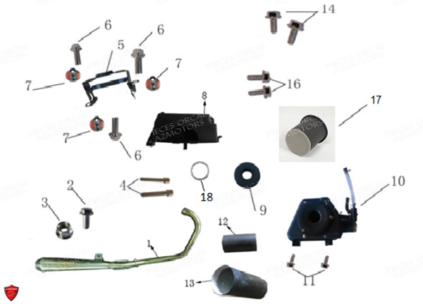 Echappement Filtre A Air ORCAL Pièces Orcal SIRIO 125cc Euro4