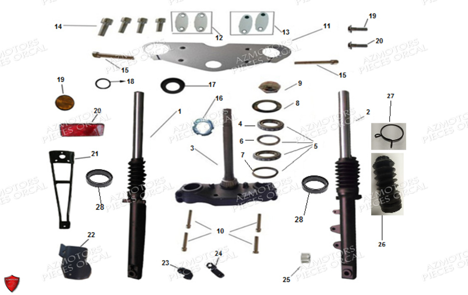 Fourche Te De Fourche ORCAL Pièces Orcal SIRIO 125cc Euro4