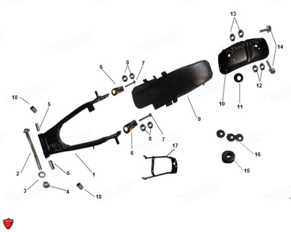 Garde Boue Arriere Bras Oscillant ORCAL Pièces Orcal SIRIO 125cc Euro4