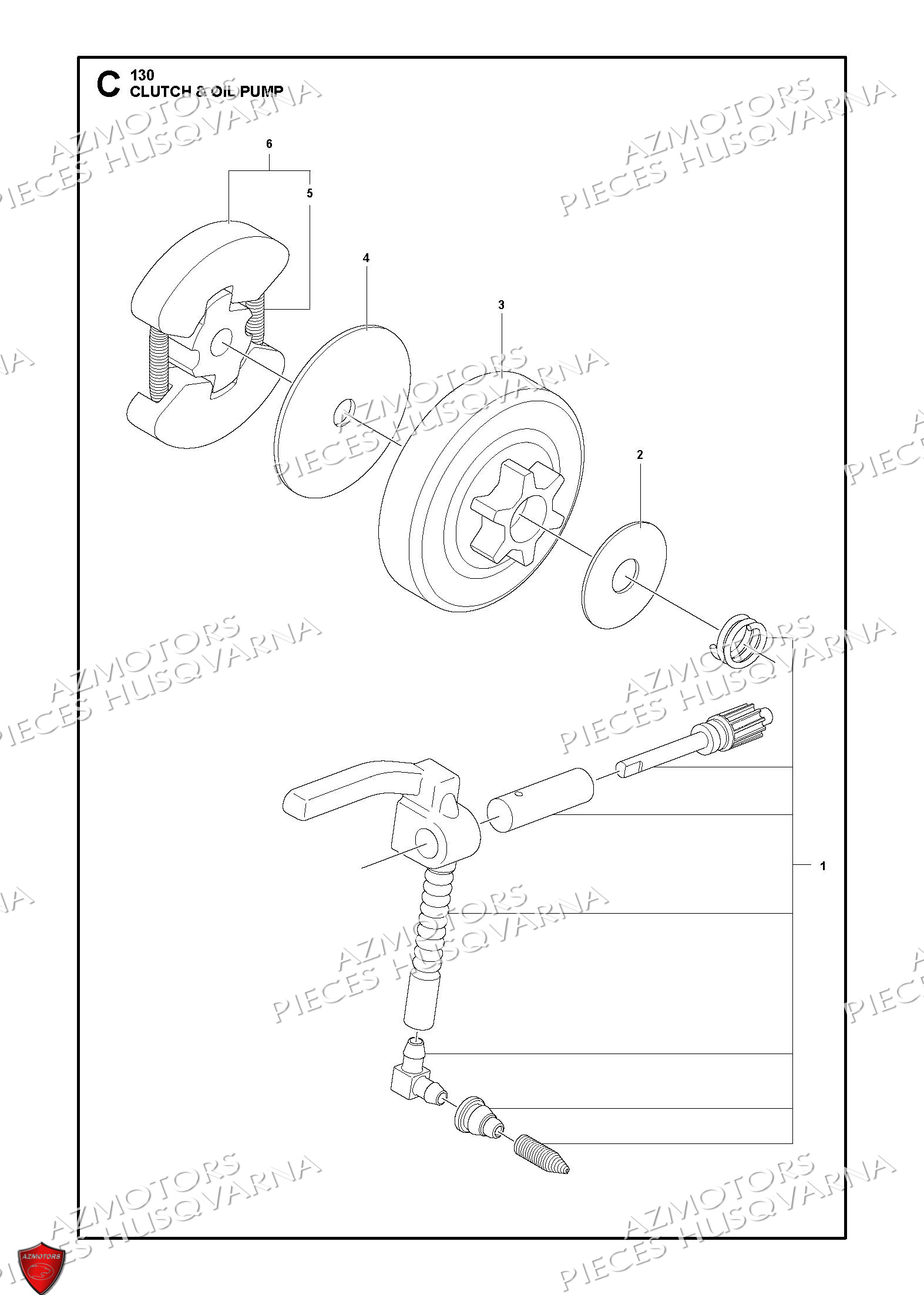 Embrayage Et Pompe A Huile HUSQVARNA PIECES TRONCONNEUSE 130-35SN HUSQVARNA