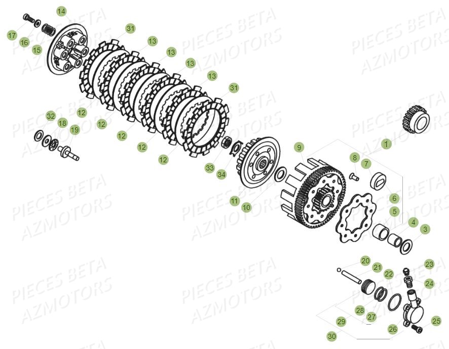 EMBRAYAGE pour 250 EVO 2T 15