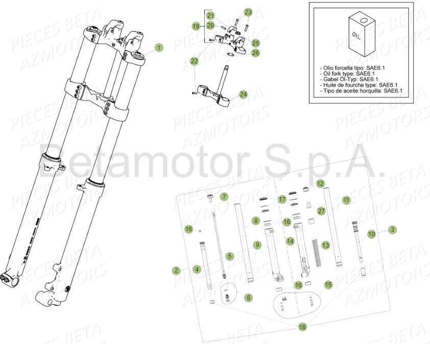 Fourche BETA Pièces BETA EVO 250 2T - (2015)
