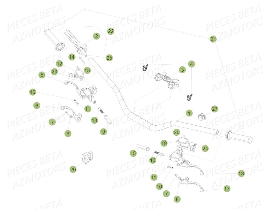 Guidon Commandes BETA Pièces BETA EVO 250 2T - (2015)