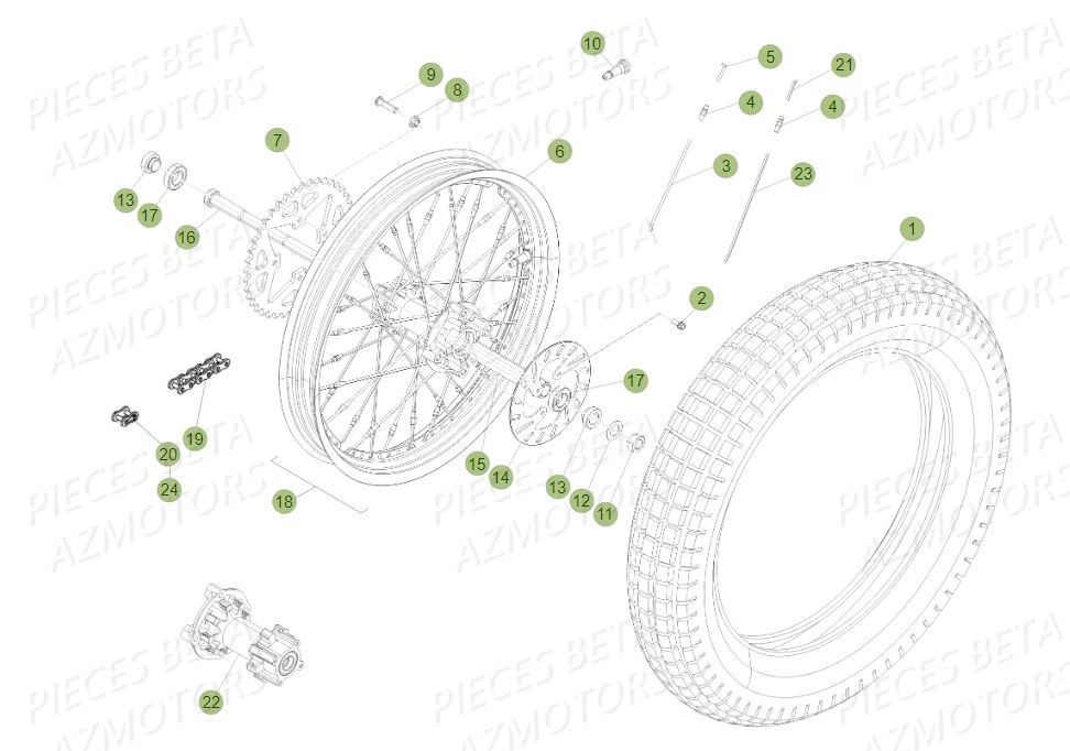Roue Arriere BETA Pièces BETA EVO 250 2T - (2015)