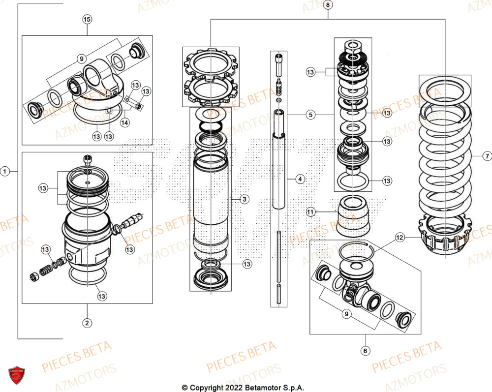 Amortisseur AZMOTORS Pieces BETA TRIAL EVO 300 4T FACTORY - (2025)
