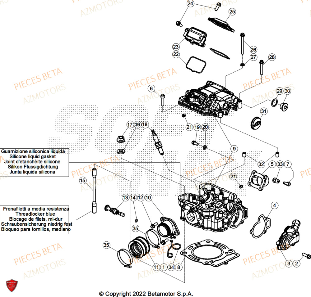 Culasse AZMOTORS Pieces BETA TRIAL EVO 300 4T FACTORY - (2025)
