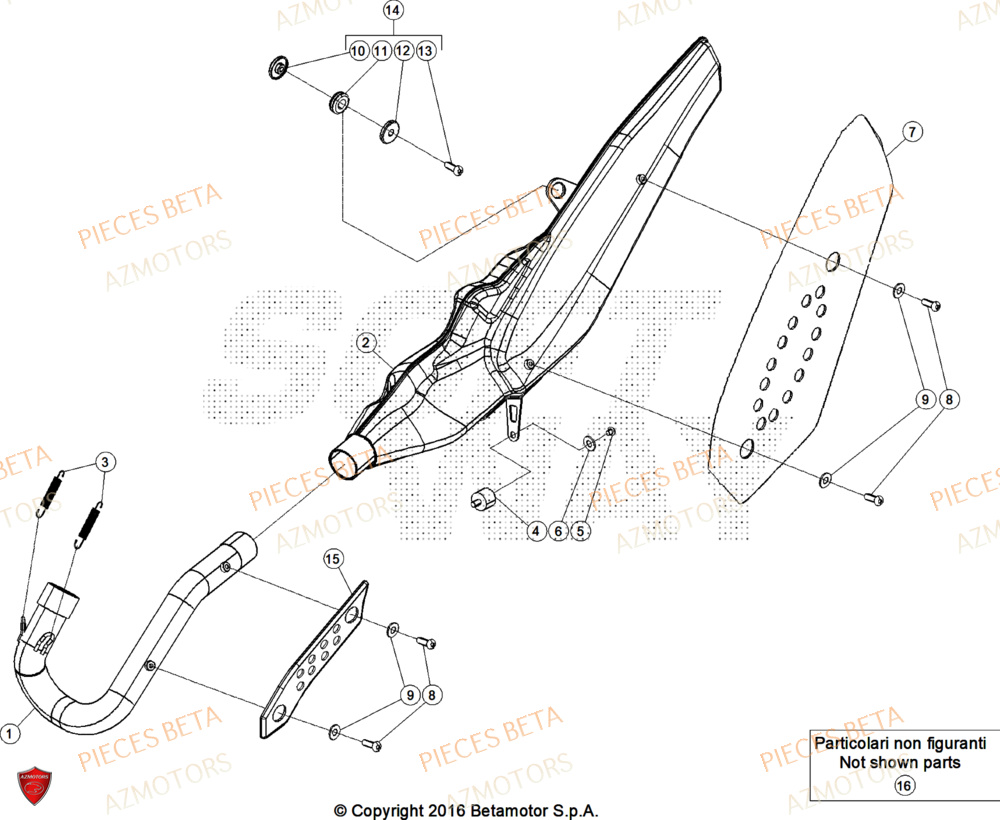 Echappement AZMOTORS Pieces BETA TRIAL EVO 300 4T FACTORY - (2025)

