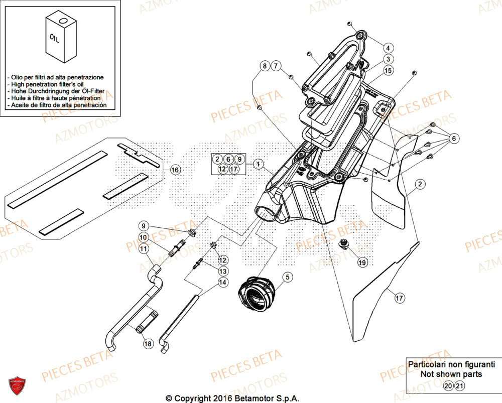Filtre A Air AZMOTORS Pieces BETA TRIAL EVO 300 4T FACTORY - (2025)
