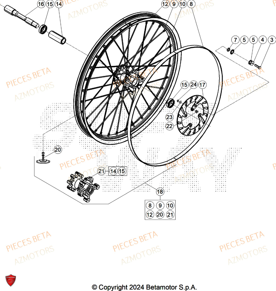 Roue Avant AZMOTORS Pieces BETA TRIAL EVO 300 4T FACTORY - (2025)
