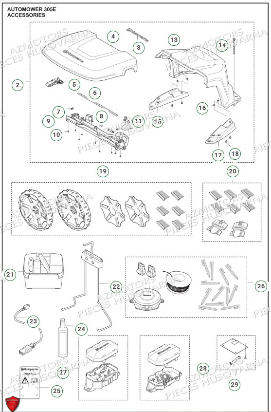 Accessoires HUSQVARNA PIECES 305E NERA ROBOT TONDEUSE HUSQVARNA