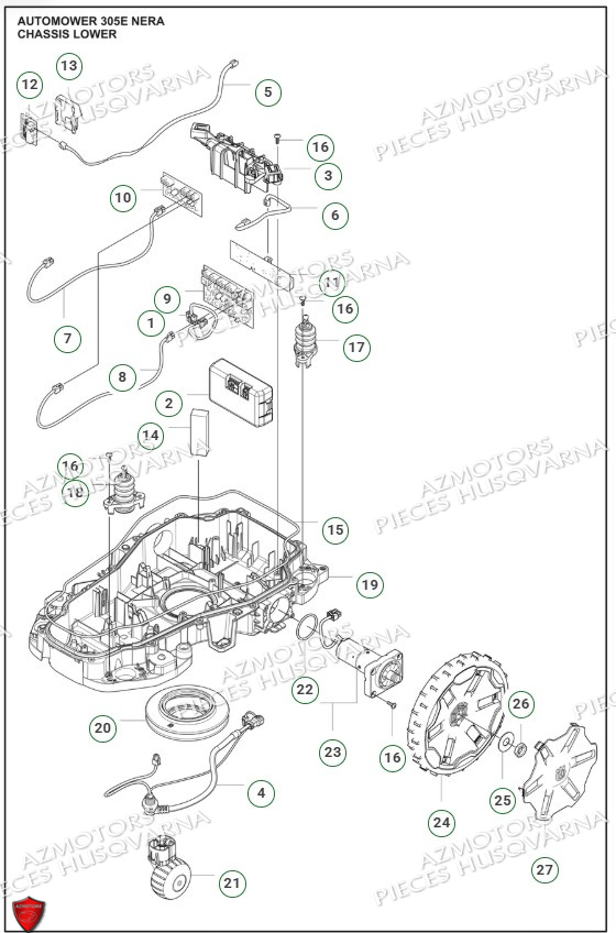 Chassis Inferieur HUSQVARNA PIECES 305E NERA ROBOT TONDEUSE HUSQVARNA