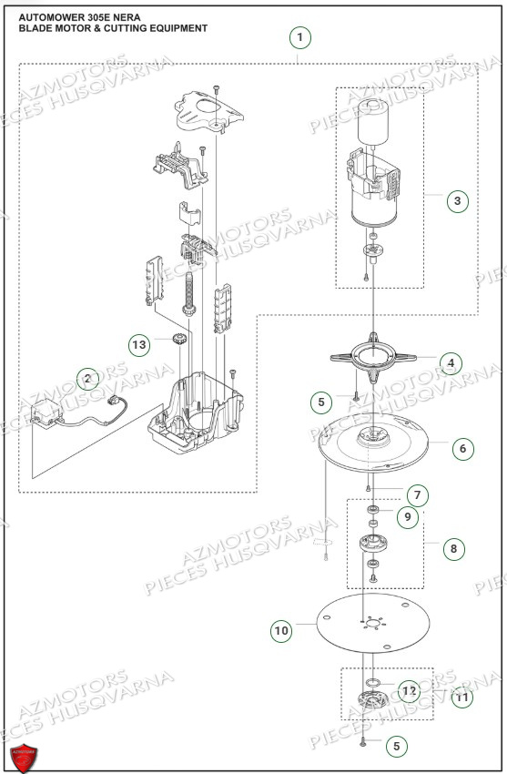 Moteur De Coupe Et Equipement De Coupe HUSQVARNA PIECES 305E NERA ROBOT TONDEUSE HUSQVARNA