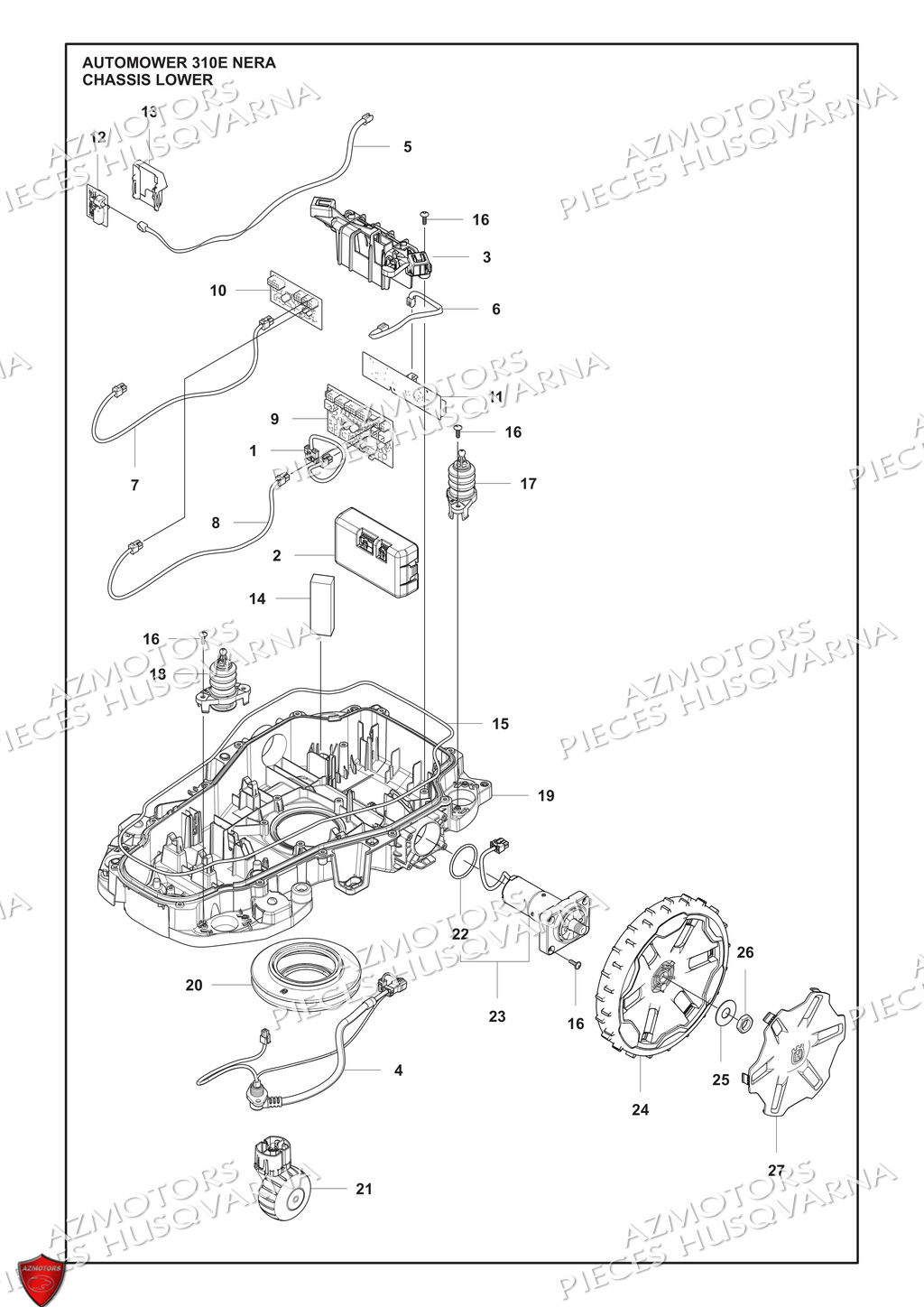 Chassis Inferieur HUSQVARNA PIECES 310E NERA ROBOT TONDEUSE HUSQVARNA