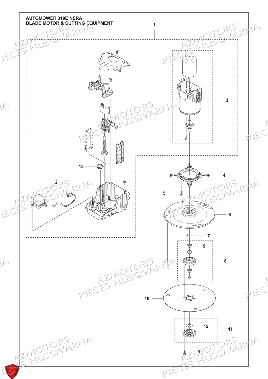 Moteur De Coupe Et Equipement De Coupe HUSQVARNA PIECES 310E NERA ROBOT TONDEUSE HUSQVARNA