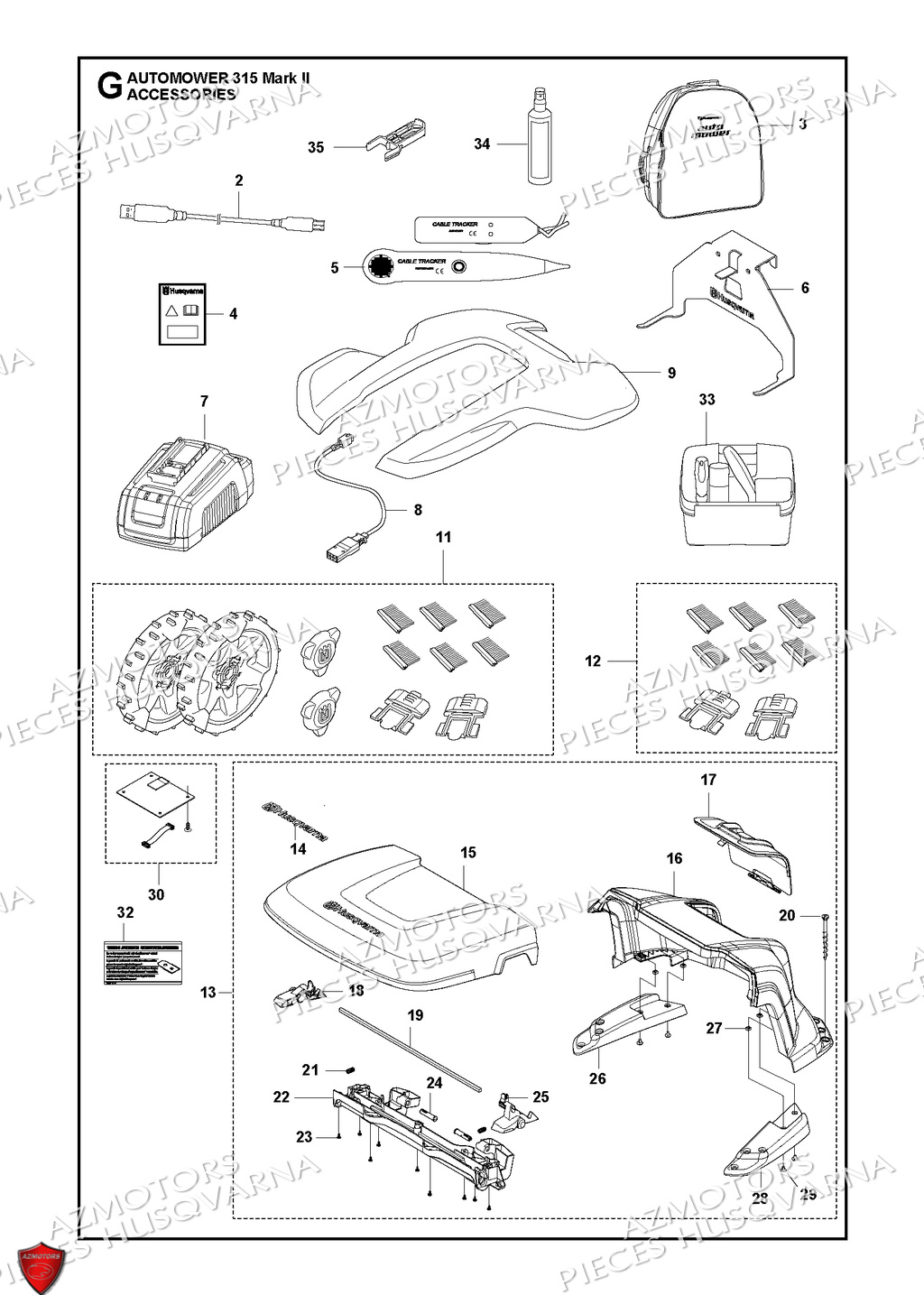 Accessoires HUSQVARNA PIECES 315 Mark II ROBOT TONDEUSE HUSQVARNA