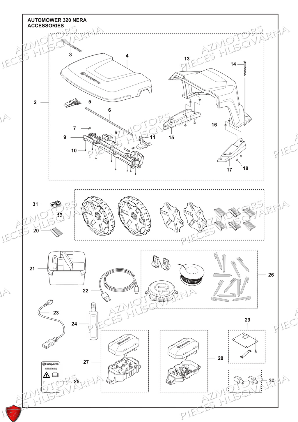 Accessoires HUSQVARNA PIECES 320 NERA ROBOT TONDEUSE HUSQVARNA