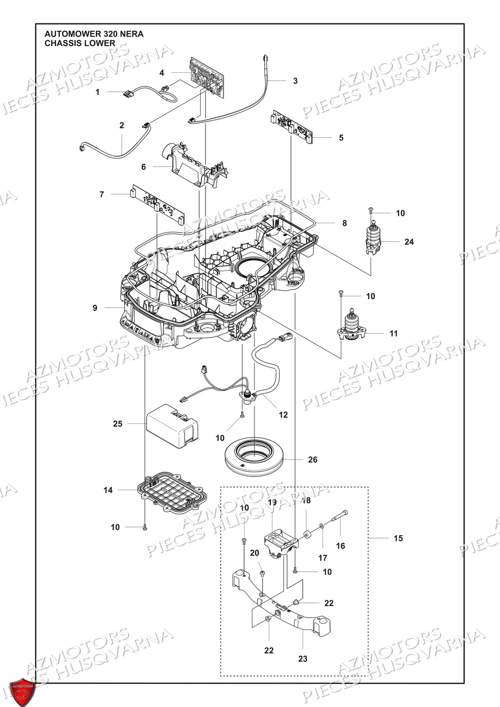Chassis Inferieur HUSQVARNA PIECES 320 NERA ROBOT TONDEUSE HUSQVARNA