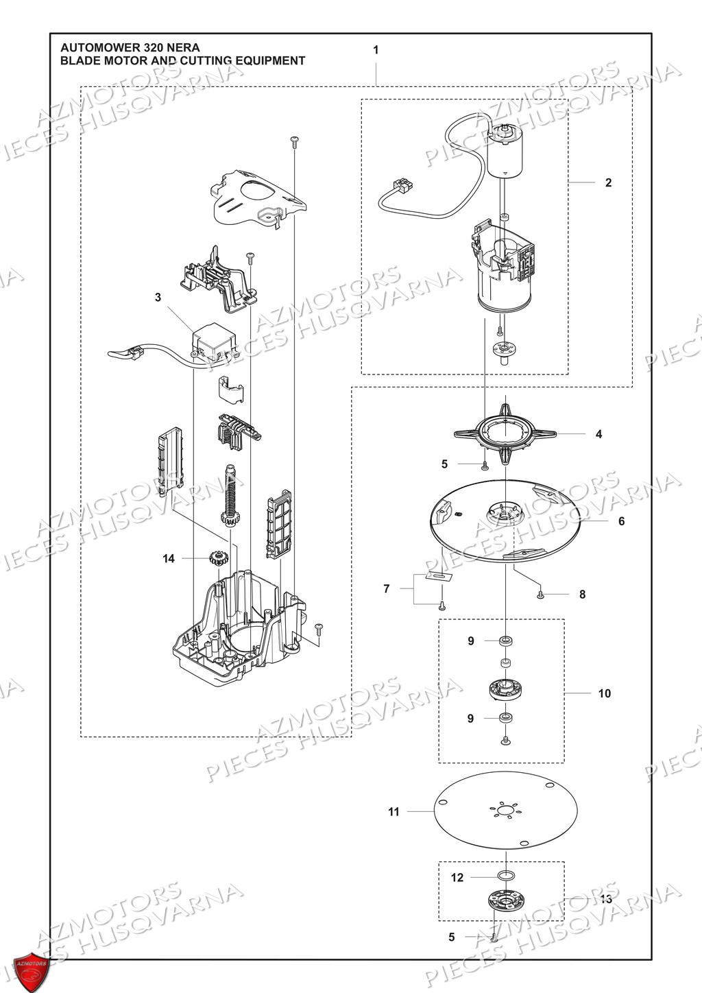 Moteur De Coupe Et Equipement De Coupe HUSQVARNA PIECES 320 NERA ROBOT TONDEUSE HUSQVARNA