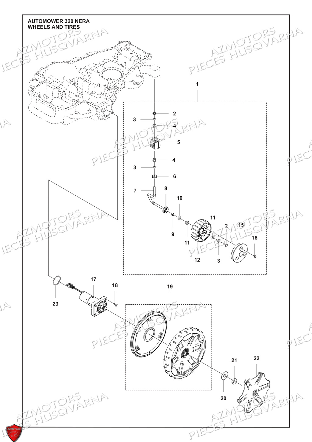Roues Et Pneus HUSQVARNA PIECES 320 NERA ROBOT TONDEUSE HUSQVARNA