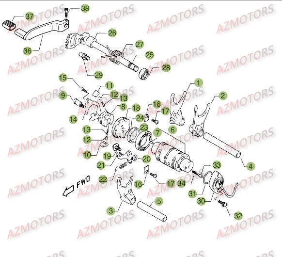 Commande Boite A Vitesses BETA Pièces BETA M4 350cc 4T - [2006]