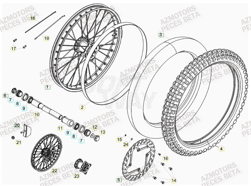 ROUE AVANT DU No SERIE 0500001 A 0550000 pour 350-RR-FACTORY-12