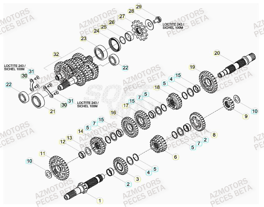 PIGNON DE TRANSMISSION SECONDA IRE BETA pour TRANSMISSION de 350-RR-FACTORY-12