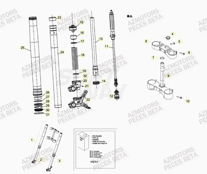 FOURCHE DU No SERIE 0000866 A 0499999 BETA 350 RR FACTORY 14