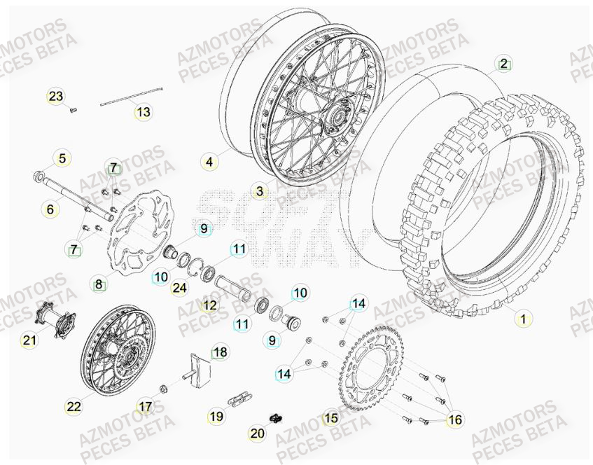 Roue Arriere BETA Pièces BETA RR FACTORY 350cc 4T - [2014]