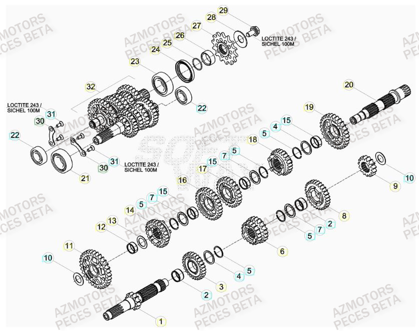 PIGNON DE TRANSMISSION SECONDA IRE BETA pour TRANSMISSION de 350-RR-FACTORY-14