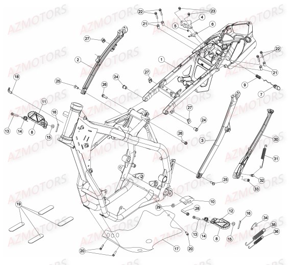 REPOSE-PIEDS BETA pour ACCESSOIRES CHASSIS de 350 RR RACING 15