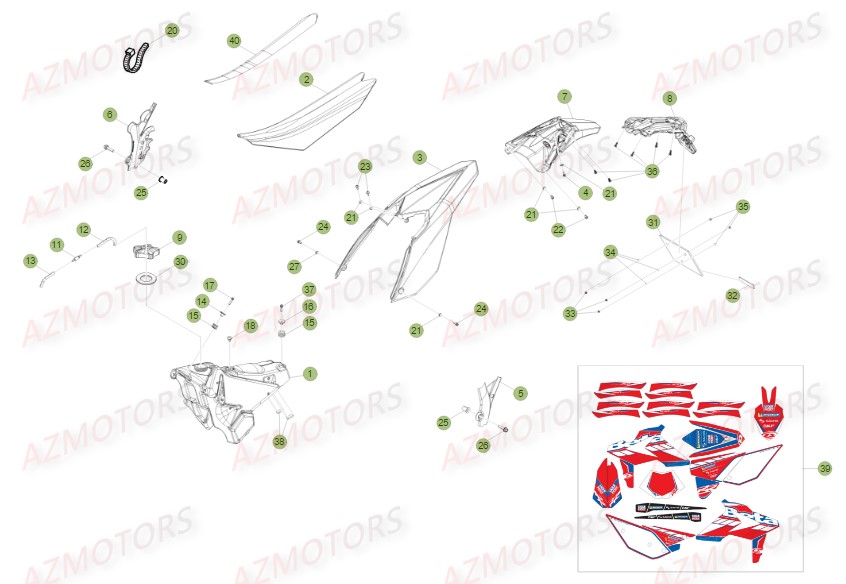 Carenages Arriere Reservoir BETA Pièces BETA RR FACTORY 350 4T -(2015)


