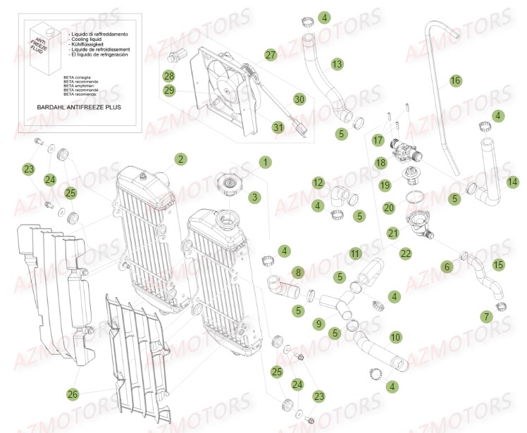 KIT ELECTRO VENTILATEUR RR 4T350 EFI BETA pour RADIATEUR de 350 RR RACING 15